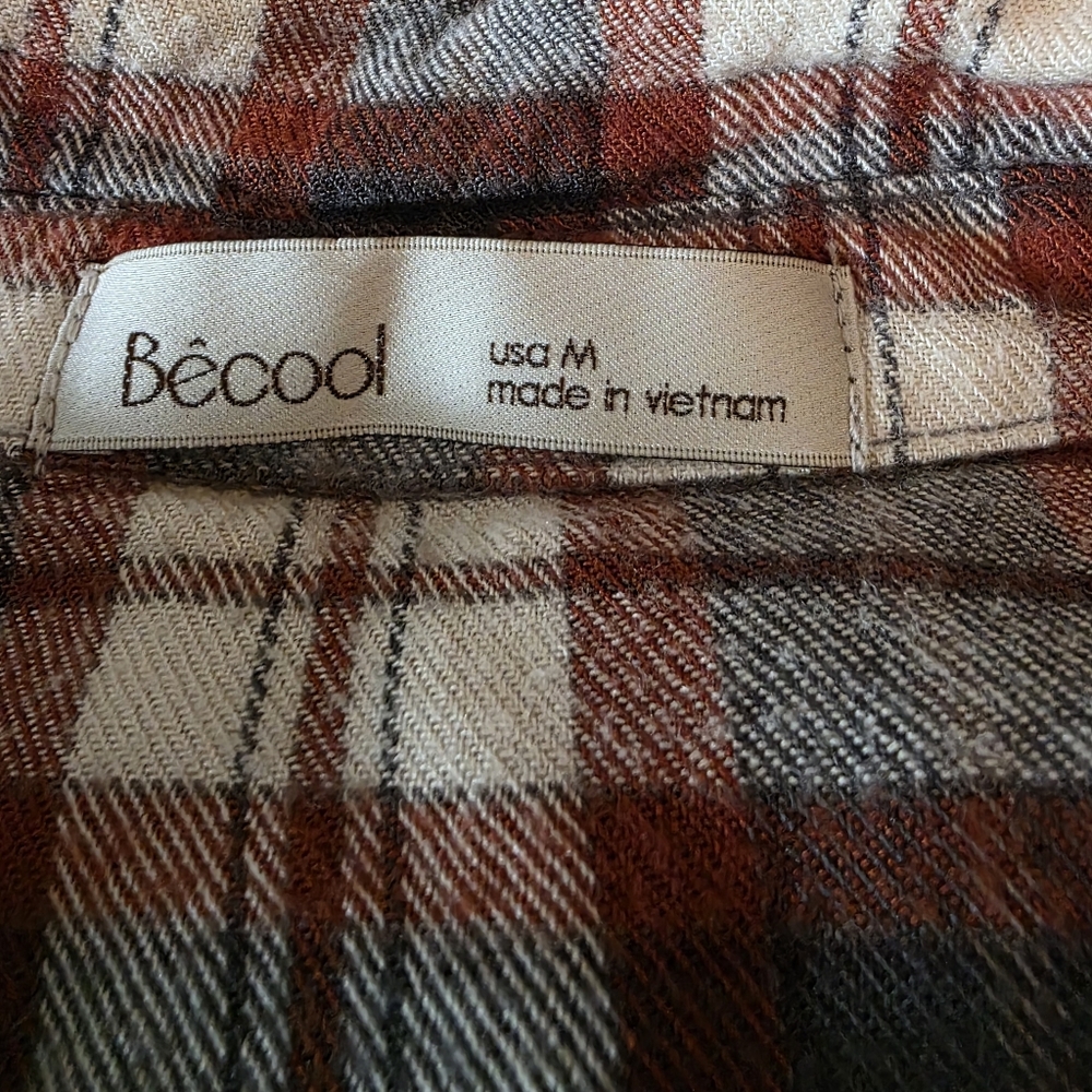 Bécool Red and White Plaid Shirt - Picture 4 of 4